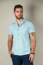 Camisa MC Indie Celeste Textura 1