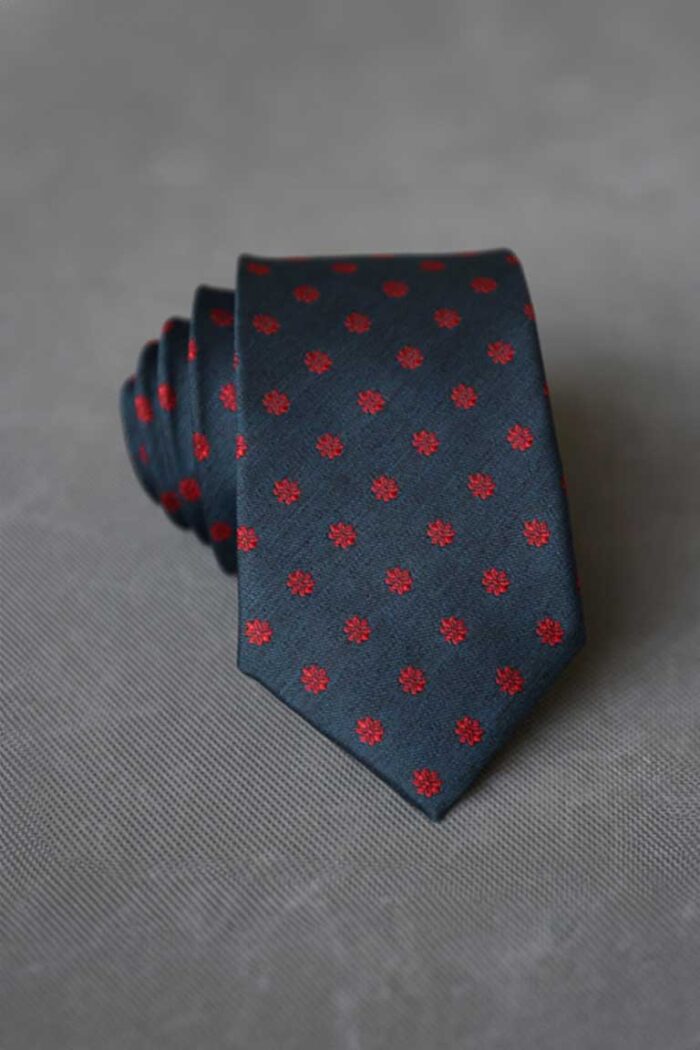 ACC_MNLD-035Corbata Jacquard Lunar Marino con Rojo