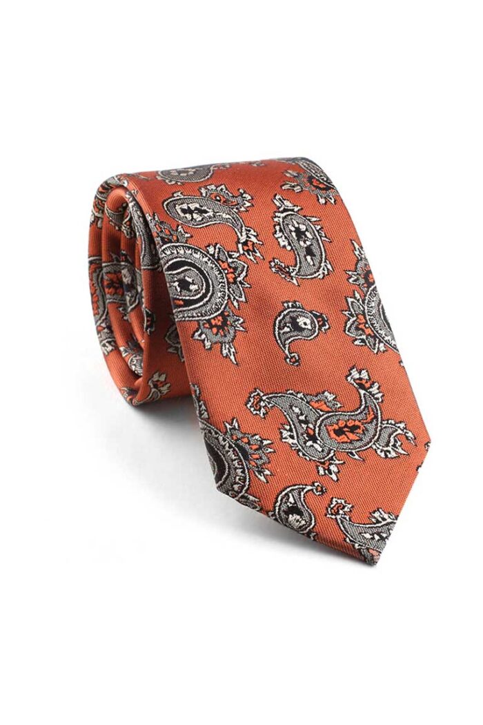 ACC_ZL0D-006Corbata Jacquard Paisley Naranja