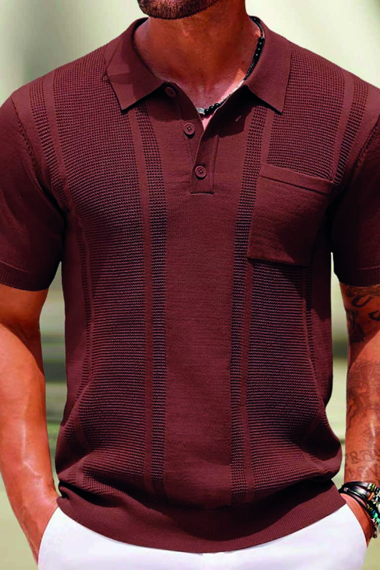 CAM-392025-CCT Camisa Indie MC Tejido Bolsillo Café