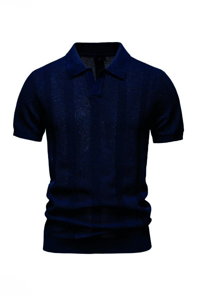 CAM-442025-CPA Camisa Indie MC Polo Tejido Azul Marino