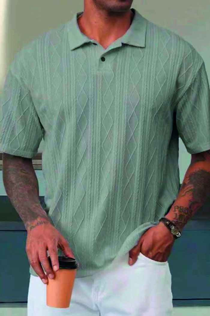 CAM-562025-TRG Camisa Indie MC Tejido Rombo Gris