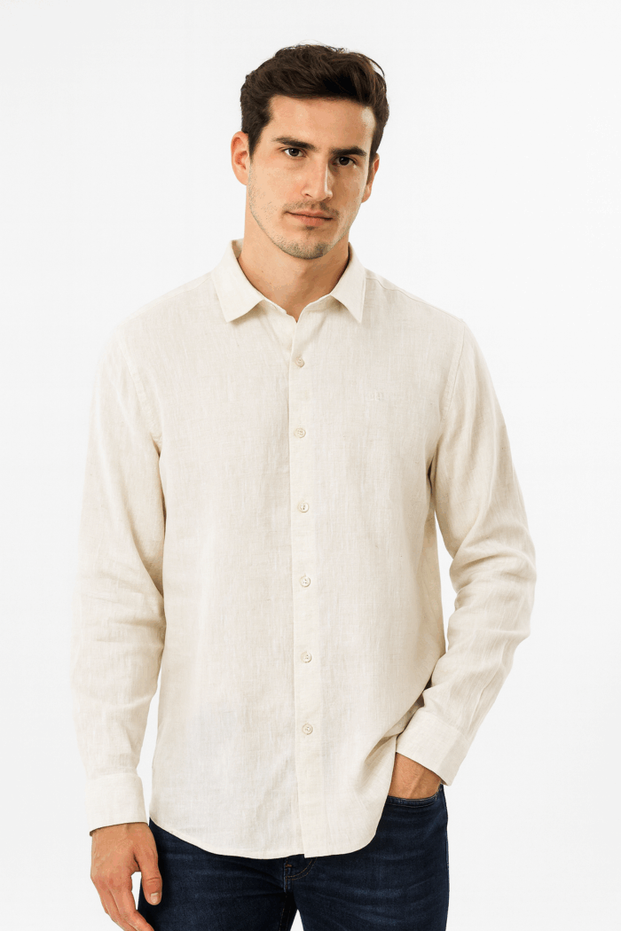 CAMISA LINO ML COAST BREEZE MARFIL CAM_CBM2025